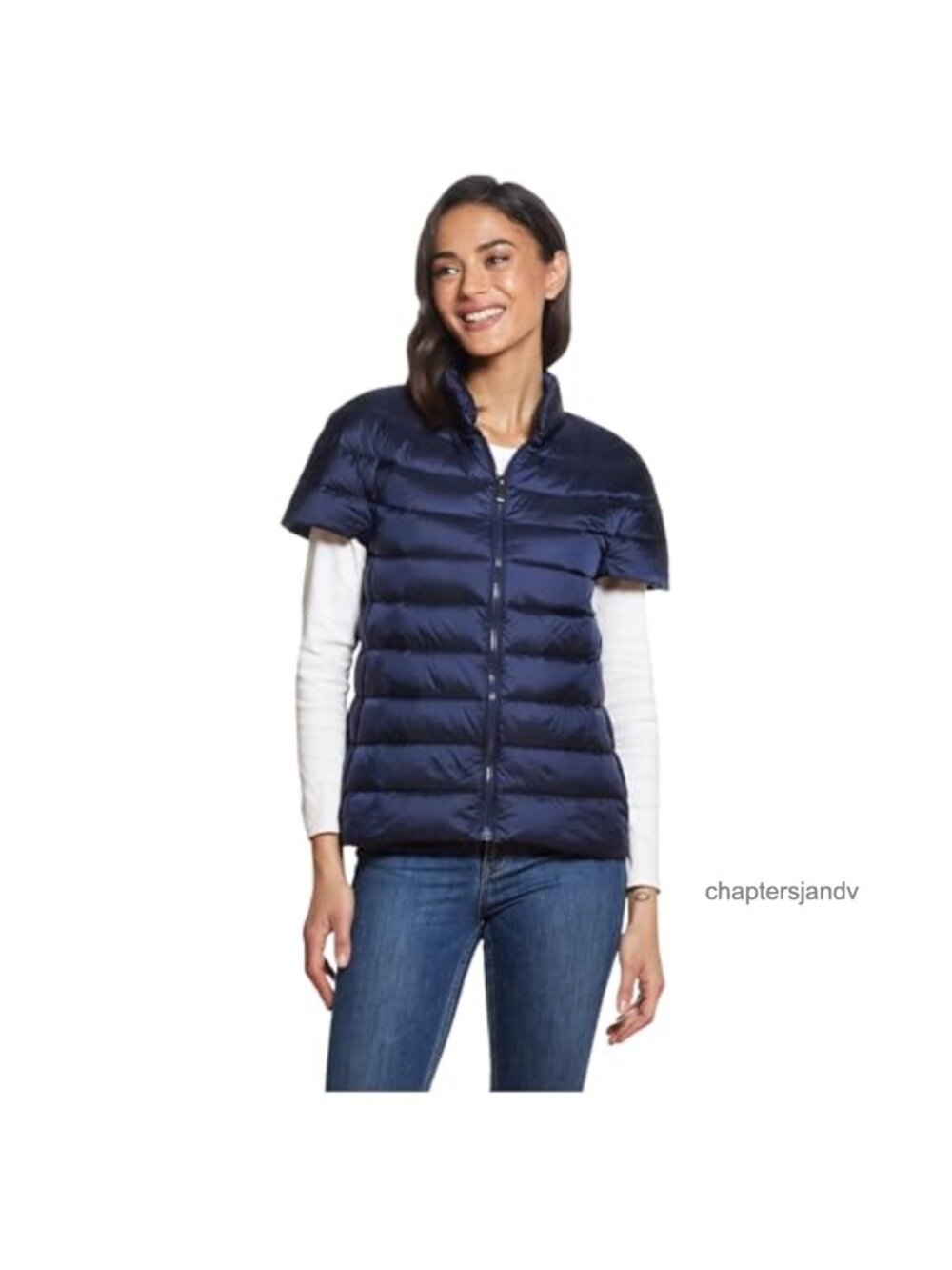 Martha Stewart Quilted Down Puffer Vest Short Sleeve Lightweight